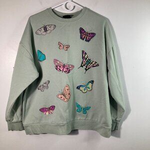 Womens‎ Special Thanks Butterfly Sweatshirt Lt Green L/XL